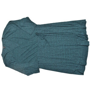 Torrid Womens Plus Size 4 Teal Green Ribbed Knit Faux Wrap Dress Long Sleeve Mid